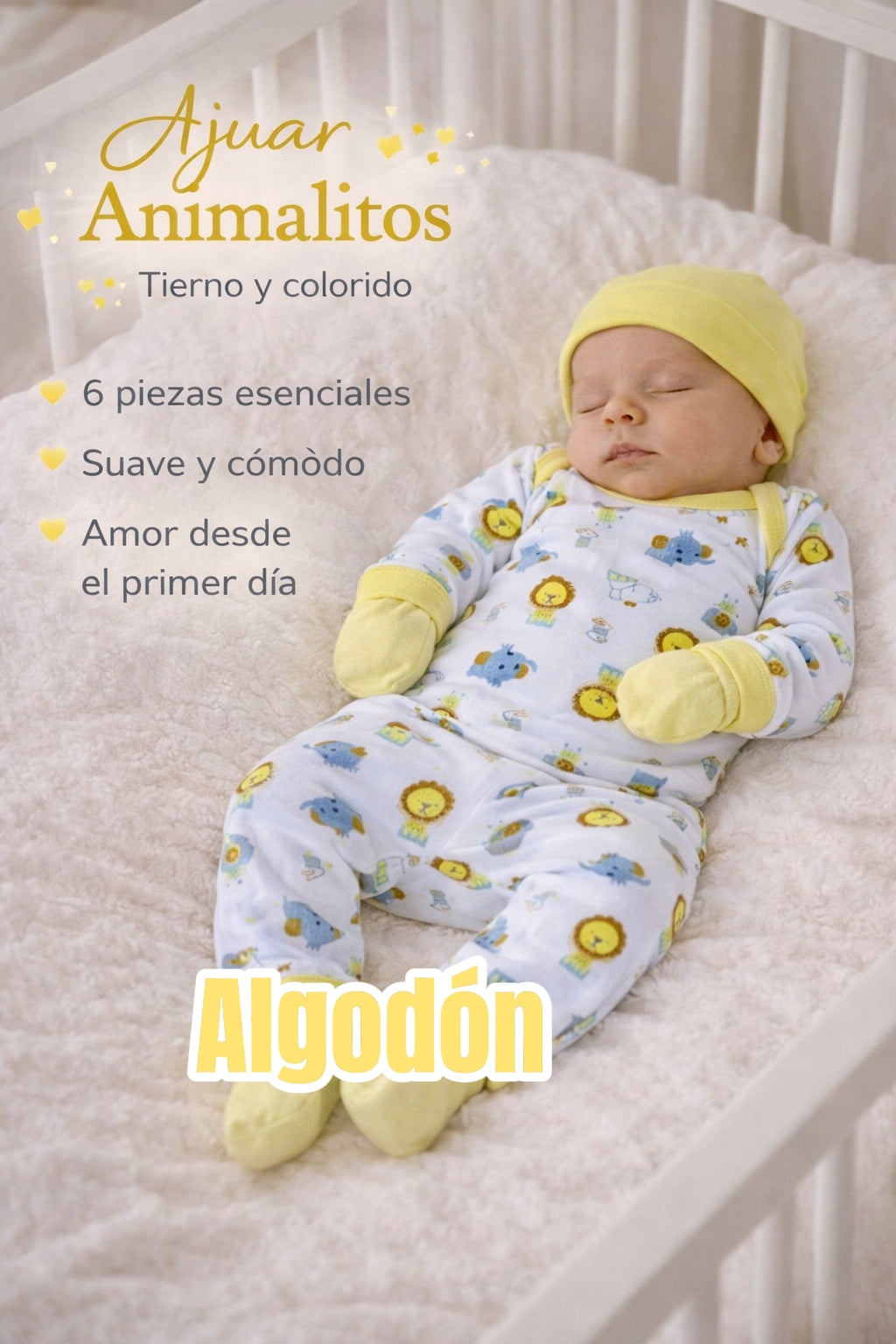 Ajuar Bebé Recién Nacido 6 Piezas Algodón Estampado Babylette