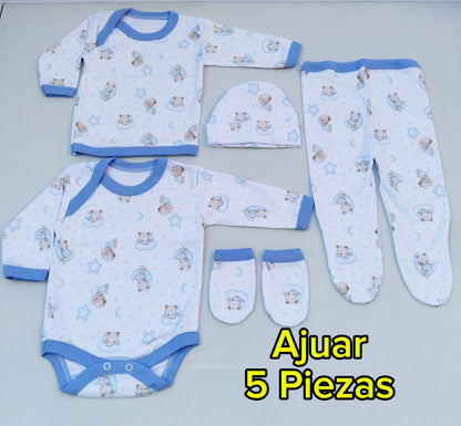 Ajuar Bebé 5 Piezas Algodón Suave – Recién Nacido | Baby Baylette
