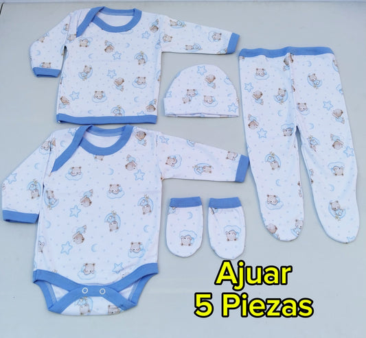 Ajuar Bebé 5 Piezas Algodón Suave – Recién Nacido | Baby Baylette