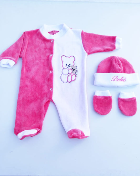 Osito Plush Bebé 3 Piezas Algodón – Coral | Baby Babylette