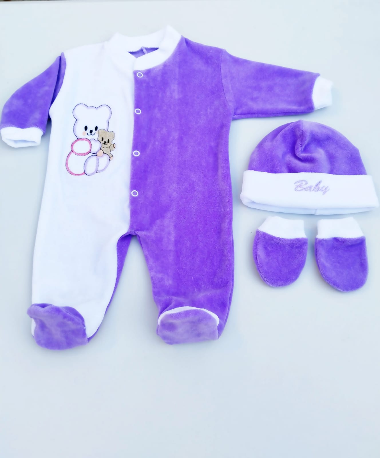 Osito plush 3 Piezas Plush Algodón – Lila | Baby Babylette