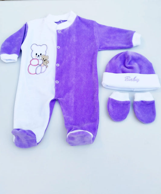 Osito plush 3 Piezas Plush Algodón – Lila | Baby Babylette