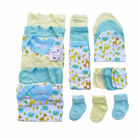 Ajuar Completo 18 Piezas Estampado para Recién Nacido – Suavidad, Color y Protección desde el Primer Día