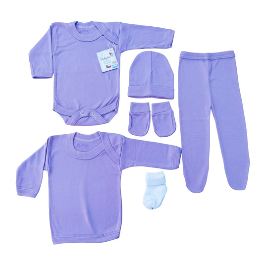 Ajuar de 6 Piezas para Recién Nacido Niña liso  – Suavidad y Comodidad desde el Primer Día