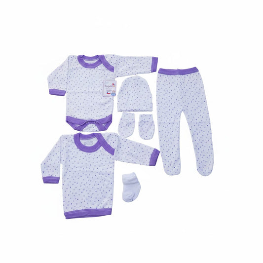 Ajuar 6 Piezas niña  estampado para Recién Nacido – Suavidad 100% Algodón para sus Primeros Días